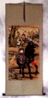 Warrior Saint Guan Gong on Horse - Partial-Print Wall Scroll