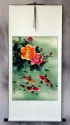 Koi Fish & Peony Flowers - Chinese Wall Scroll