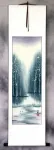 Asian Cranes in Winter Wall Scroll