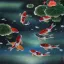 Nine Koi Fish and Lotus Flowers Painting
