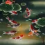 Nine Koi Fish and Lotus Flowers Painting