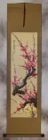 Reddish-Pink and Yellow Plum Blossom Wall Scroll