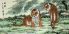 Invincible Might Asian Tigers Large Painting