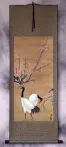 Antique-Style Cranes and Plum Blossom Wall Scroll