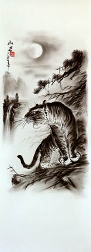 Black & White Roaring Tiger Drawing
