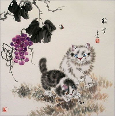 Playful Kittens Insect Curiosity