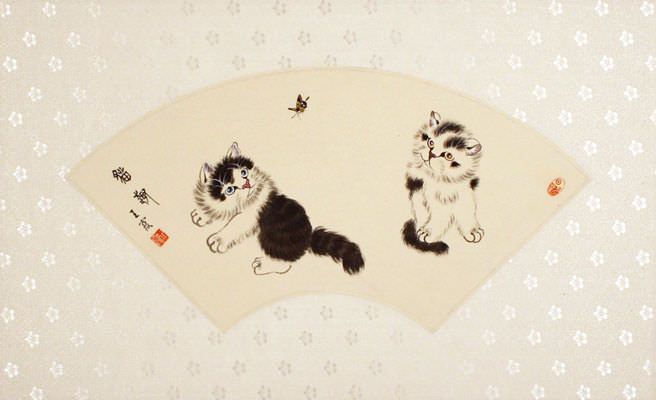 Fan-Style Kittens Painting