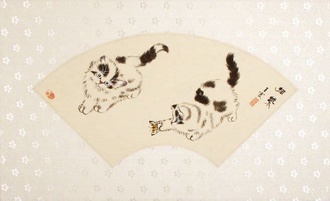Fan-Style Kittens Painting