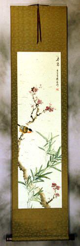 Enjoy the Beauty of Spring - Bird and Flower Wall Scroll