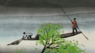 Chinese Landscape Artwork Close Up View